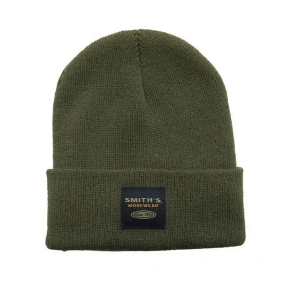 Smiths Men's Style Trending Cuffed Knit Beanie Army Green Winter Hat Gift - Picture 4 of 5